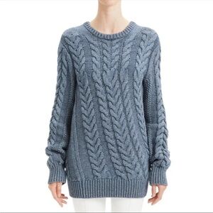 NWT THEORY Twisting Cable Crewneck Sweater in Denim